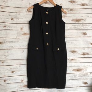Talbots • button front black shift dress